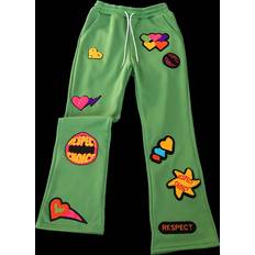 Flare - Joggers Trousers Shein Multi-Graphic Letter 3D Embroidered Sweatpants