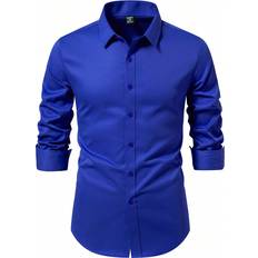Adult - Blue Shirts Shein Long Sleeve Casual Shirt - Solid Color