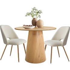 MDF - Round Dining Sets Wade Logan Caetano Natural Dining Set 35" 3