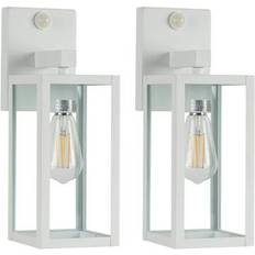 Hukoro Martin 14.1 in White Motion Sensor Outdoor Lantern Scone 2-Pack Wall Light