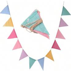 Wedding Garlands & Confetti Shein 4M-12 Flag Vintage Colorful Jute Linen Pennant Banner