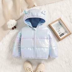 Shein Baby Boy Holographic 3D Ear Design Coat - Hooded Padded Coat