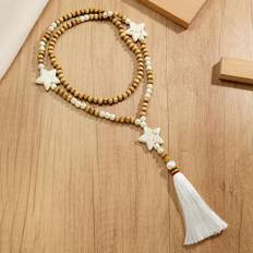 Temu Long Pendants And Tassel - Wood Bead