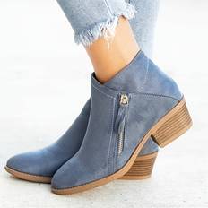 Polyester Ankle Boots Temu Chic Velvet Ankle Boots - Solid Color