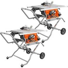 Ridgid 15 Amp 10 in. Portable Pro Jobsite Table Saw (2-Pack) with Rolling Stands