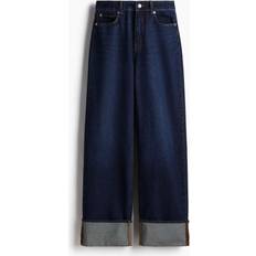 H&M Straight Leg Jeans with Pleats - Dark Denim Blue