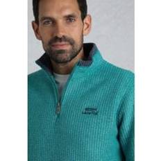 Weird Fish Jumpers Weird Fish Newark Eco 1/4 Zip Grid Fleece - Dark Green