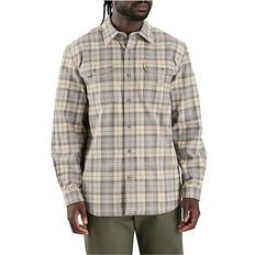 Flannel Clothing Carhartt Heavyweight Flannel Plaid Long Sleeve Shirt - Gray