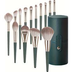 Green Makeup Brushes Temu Luxurious Makeup Brush Set - Green