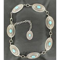 Silver - Women Belts Ariat Concho Chain Belt with Turquoise - Silver