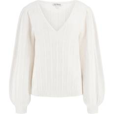 Guess Women Jumpers Guess V Neck Wool Blend Sweater - White