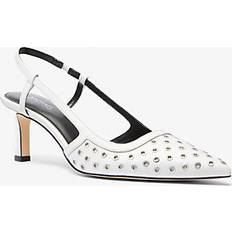 Polyurethane Heels & Pumps Michael Kors Alora Grommeted Leather Slingback Pump - White
