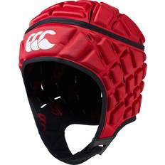 Rugby Canterbury Unisex Raze Rugby Headguard Scrum Cap, Full Coverage Soft-Edged Chin Strap Designed Holes Aid Ventilation Foam Padding Headguard, Flag Red