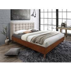 Beige Betten-Sets Vente-unique Bett 180 x 200 cm mit Gestepptem Kopfteil Betten-Sets