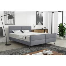Bed Packages Fun-Möbel Polsterbett Doppelbett Cremona 140x200 cm Dunkelgrau