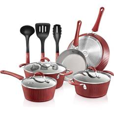 NutriChef Non-stick Kitchenware Pots and Pans of 11 Cookware Set with lid