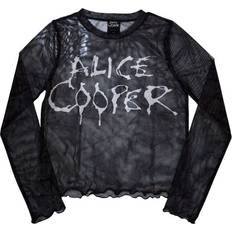 Black Blouses Alice Cooper Dripping Logo Mesh Crop Top - Black