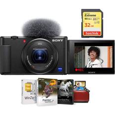 Sony Image Stabilization Compact Cameras Sony ZV-1 Compact 4K HD Camera Free Bundle with 32GB SDHC U3 Memory Card, Mac Software Package