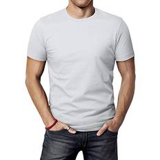 Mens Easy Way Item Round Neck Basic Tee Shirt - White