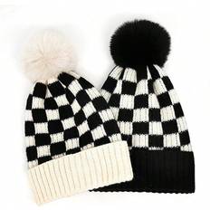 Cheap Beanies Shein Children's Knitted Hats - Black/White