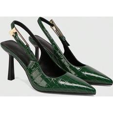 Polyurethane Heels & Pumps Shein Back Strap Bowknot Decor High Heel Pumps - Wine Red