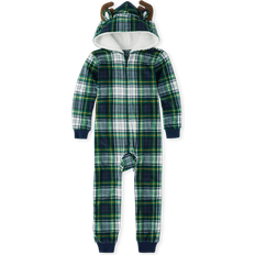 The Children's Place Kid's Matching Family Fleece Plaid Moose One Piece Pajamas - Green (3032981-1485)