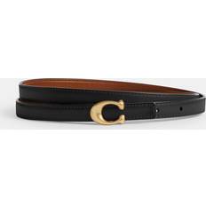 Sculpted Signature Buckle Reversible Belt - Brass/Black Burnished Amber