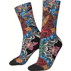 Fabric Socks Temu Japanese Koi Fish Crew Socks - Crazy Patterned