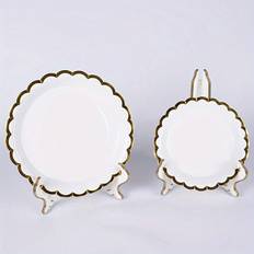 Gold Disposable Plates Shein White And Gold Paper Plate Inch 9 Inch 10pcs
