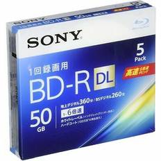 Optical Storage Sony Sealed 3d bluray 50gb bd-r dl 6x speed inkjet region disc printable 5pack 50 GB