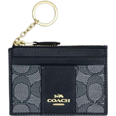 Coach Mini Id Skinny In Signature Jacquard - Gold/Navy/Midnight Navy