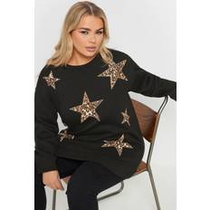 Leopard - Women Jumpers Yours Leopard Star Print Sequin Sweatshirt - Black