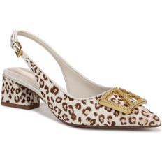 LWG (Leather Working Group) - Women Heels & Pumps Franco Sarto Racer Slingback Pump Shoes - Cream White Calf Hair