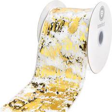 New Year Party Supplies Homeford Christmas Faux Fur Metallic Gold Flakes Ribbon 4-inch 5-yard