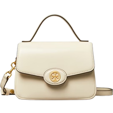 Tory Burch Robinson Spazzolato Small Top Handle Bag - Light Cream