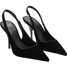 Mango Højhælede sko Mango Slingback Sko Med Høje Hæle I Velour - Black