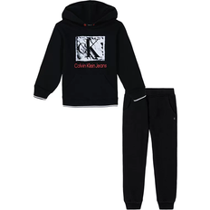 Black - Girls Tracksuits Children's Clothing Calvin Klein Monogram Logo Fleece Hoodie Joggers Set 2-piece - Deep Black