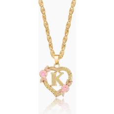 Gold initial necklace Dorado Flower Initial Necklace w/ Clip Chain