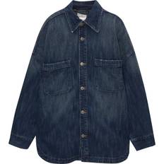 Pull&Bear Dame Skjorter Pull&Bear Oversized Denim Skjorte - Mørkeblå