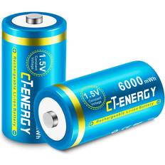 Ct-Energy Rechargeable C Batteries 1.5V LR14 2 Pack