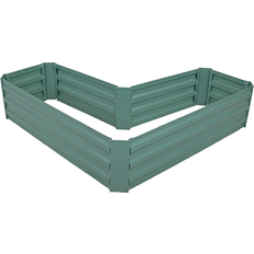 Raised Garden Beds Sunnydaze Decor Galvanized Steel L-Shaped Raised Garden Bed 47.25 In W X 12.0 In H X 47.25 In Green