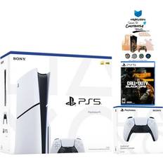 Sony Pro-Distributing, PlayStation 5 Slim Disc PS5 with Call of Duty Black Ops 6 Extra White Controller and MightySkins Voucher Bundle