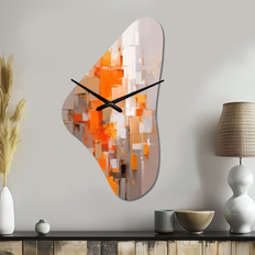 Copper Clocks Design Art Orange Brown Shattered Realities 31 in W x 17 in H Wall Clock