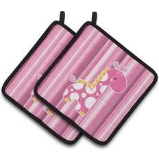 Polyester Pot Holders Caroline's Treasures Giraffe Potholder 7.5 L x 7.5 W Pot Holder Pink