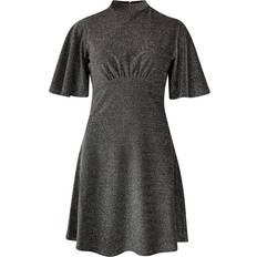 Plata Vestidos Apricot Metallic Sparkle Skater Mini Dress - Silber