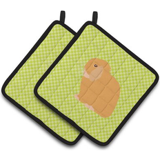 Polyester Pot Holders Caroline's Treasures Holland Lop Rabbit Potholder 7.5 L x 7.5 W Pot Holder Green
