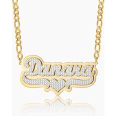 Name necklace gold Dorado Double Plated Pop Out Heart Name Necklace w/ Figaro Chain