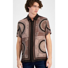 Guess Shirts Guess Men's Short Sleeve Button Front Shirt - Block Medallion Brown