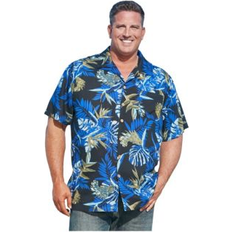 Rayon Shirts Plus Size Printed Camp Shirt - Blue Island