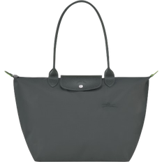 Grijs Handtassen Longchamp Le Pliage Green schoudertas L met leren details Antraciet 1 maat